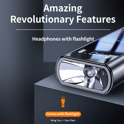 Bluetooth Earphone Earbuds Multi-Function HiFi 9D Wireless Earphones IPX7 Waterproof 3500mAh with Flashlight