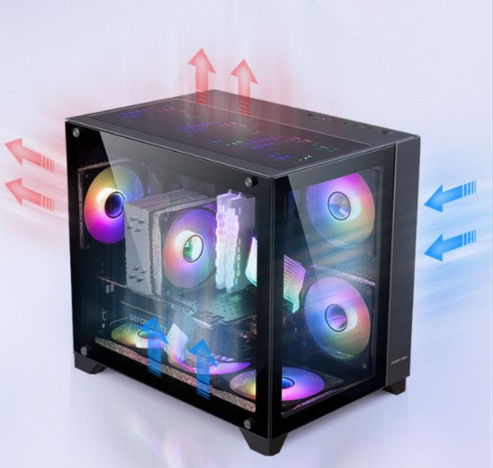 Desktop Main Case Glass All-side Permeable ESports Water Cooled White